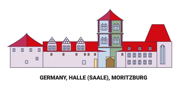 Germany Halle Saale Moritzburg Travel Landmark Line Vector Illustration — Stock Vector