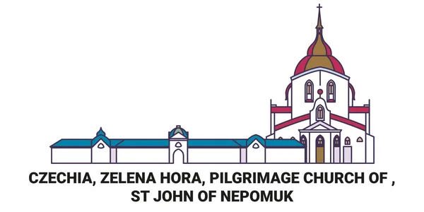 Τσεχική Δημοκρατία Zelena Hora Προσκύνημα Εκκλησία Του John Nepomuk Ταξίδια — Διανυσματικό Αρχείο