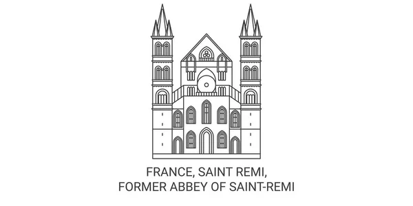 France Saint Remi Former Abbey Saintremi Travel Landmark Line Vector — 스톡 벡터