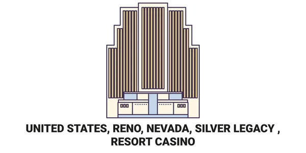 United States Reno Nevada Silver Legacy Resort Casino Travel Landmark — стоковый вектор