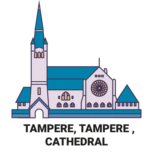 Finnország Tamperei Tamperei Katedrális Utazás Mérföldkő Vonal Vektor Illusztráció — Stock Vector