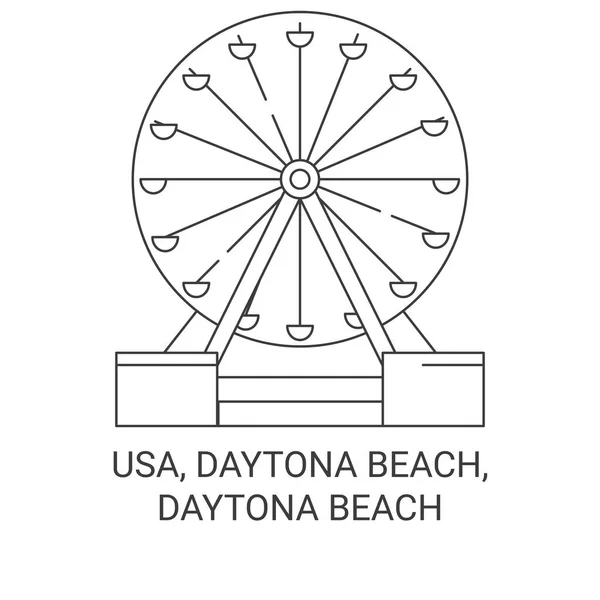 Usa Daytona Beach Daytona Beach Viagem Marco Linha Vetor Ilustração —  Vetores de Stock