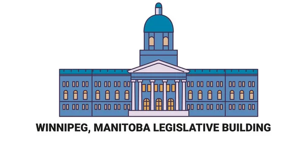 Canadá Winnipeg Edificio Legislativo Manitoba Ilustración Del Vector Línea Referencia — Vector de stock