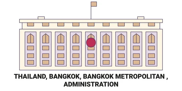 Таїланд Бангкок Бангкок Метрополітен Адміністрація Подорожує Орієнтовною Лінійною Ілюстрацією — стоковий вектор
