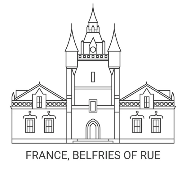 Francie Belfries Rue Cestovní Orientační Čára Vektor Ilustrace — Stockový vektor
