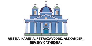 Rusya, Karelia, Petrozavodsk, Alexander, Nevsky Katedrali seyahat çizgisi çizimi