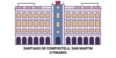 İspanya, Santiago De Compostela, San Martin Pinario seyahat çizgisi çizimi