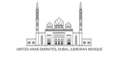 Birleşik Arap Emirlikleri, Dubai, Jumeirah Camii, seyahat çizgisi çizimi