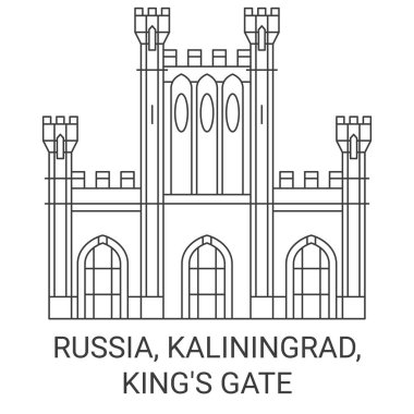 Rusya, Kalininingrad, Kings Gate seyahat çizgisi vektör ilüstrasyonu