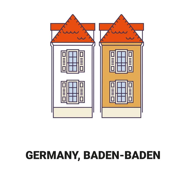 Tyskland Badenbaden Resa Landmärke Linje Vektor Illustration — Stock vektor