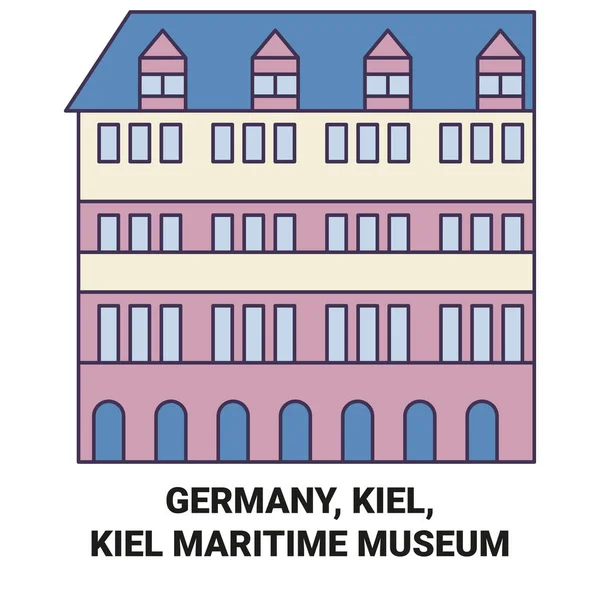 Γερμανία Κίελο Κίελο Ναυτικό Μουσείο Ταξίδια Ορόσημο Γραμμή Διάνυσμα Εικονογράφηση — Διανυσματικό Αρχείο