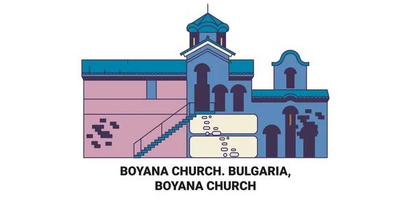 Bulgarie Boyana Eglise Voyage Illustration Vectorielle Ligne Historique — Image vectorielle