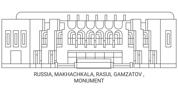 Rússia Makhachkala Rasul Gamzatov Ilustração Vetor Ponto Referência Viagem Monumento —  Vetores de Stock