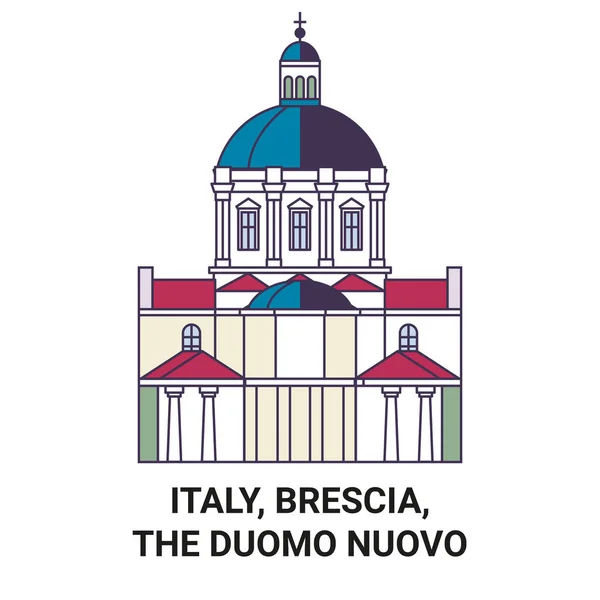 Italie Brescia Duomo Nuovo Voyage Illustration Vectorielle Ligne Historique — Image vectorielle