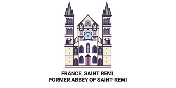 France Saint Remi Ancienne Abbaye Saintremi Illustration Vectorielle Ligne Voyage — Image vectorielle