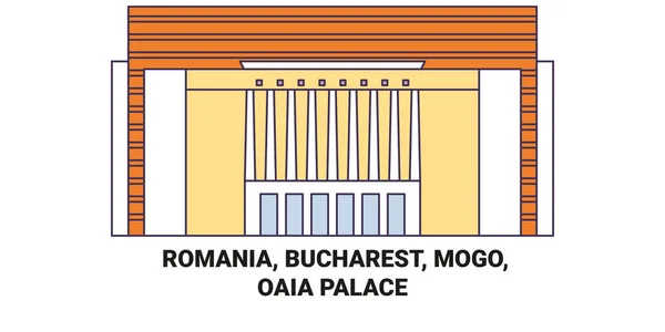 Romênia Bucareste Mogo Oaia Palace Viagem Marco Linha Vetor Ilustração — Vetor de Stock