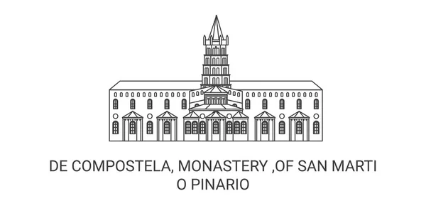 Chile Compostela Monasterio San Marcio Pinario Recorrido Hito Línea Vector — Archivo Imágenes Vectoriales