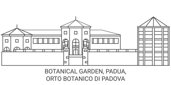 意大利 Padua Orto Botanico Padova旅行地标线矢量说明 — 图库矢量图片