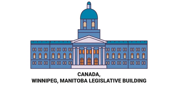 Kanada Winnipeg Manitoba Yasama Binası Seyahat Hattı Vektör Çizimi — Stok Vektör