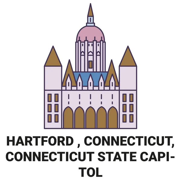 Estados Unidos Hartford Connecticut Connecticut Capitolio Estatal Viaje Hito Línea — Archivo Imágenes Vectoriales