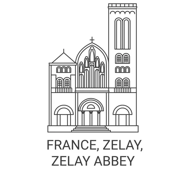 Francia Vezelay Vezelay Abbey Viaggi Punto Riferimento Linea Vettoriale Illustrazione — Vettoriale Stock
