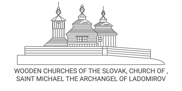 Eslovaquia San Miguel Arcángel Ladomirov Recorrido Hito Línea Vector Ilustración — Archivo Imágenes Vectoriales