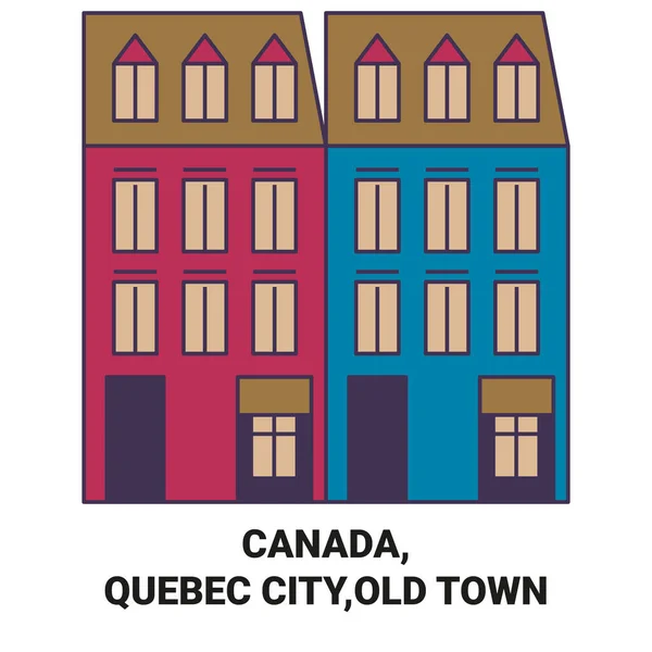 Kanada Quebec City Gamla Stan Resor Landmärke Linje Vektor Illustration — Stock vektor