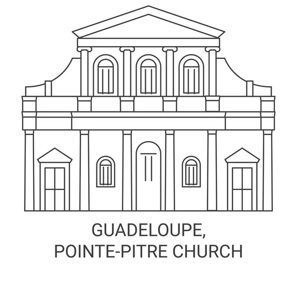 Guadeloupe Pointepitre Kirche Reise Wahrzeichen Linie Vektor Illustration — Stockvektor