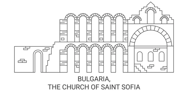 Bulgária Igreja Santa Sofia Viagem Marco Linha Vetor Ilustração —  Vetores de Stock