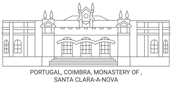 Portugal Coimbra Monasterio Santa Claraanova Viaje Hito Línea Vector Ilustración — Archivo Imágenes Vectoriales