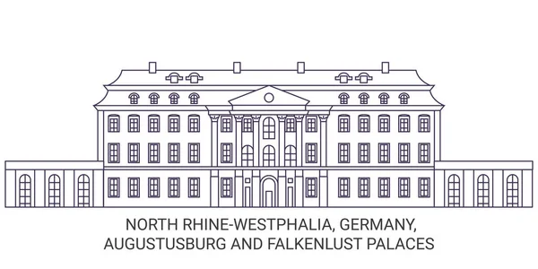 Germania Augustusburg Falkenlust Palazzi Viaggi Linea Riferimento Illustrazione Vettoriale — Vettoriale Stock