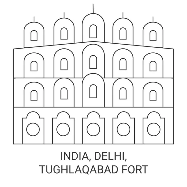stock vector India, Delhi, Tughlaqabad Fort travel landmark line vector illustration
