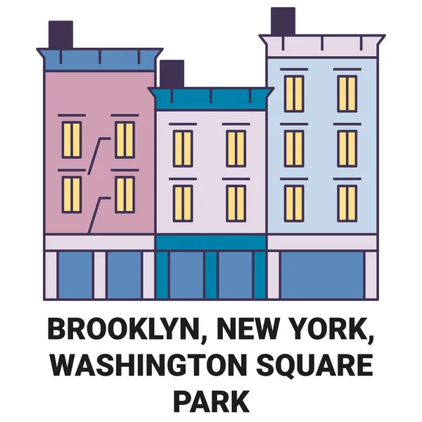 Amerikai Egyesült Államok Brooklyn New York Washington Square Park Travel — Stock Vector