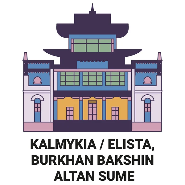 Russia Kalmykia Elista Burkhan Bakshin Altan Sume Travels Landmark Line — стоковий вектор