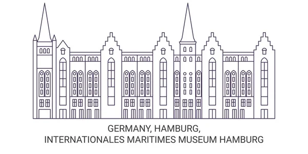 Alemanha Hamburgo Internationales Museu Maritimes Hamburgo Viagem Marco Linha Vetor —  Vetores de Stock