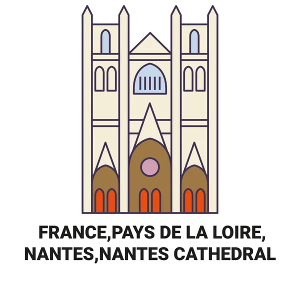 Франция Pays Loire Нант Нант Кафедральный Собор Путешествия Ориентир Векторная — стоковый вектор