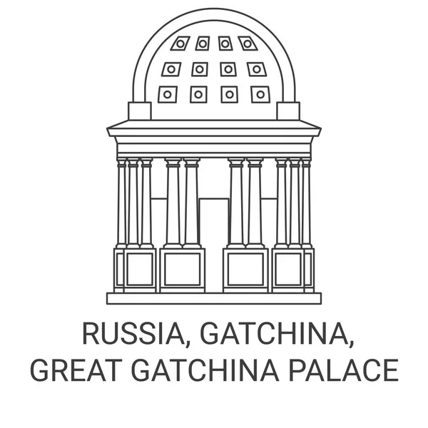 Rosja Gatchina Wielka Gatchina Palace Podróży Punkt Orientacyjny Linii Wektor — Wektor stockowy