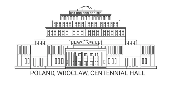 Polónia Wroclaw Centennial Hall Viagem Marco Linha Vetor Ilustração —  Vetores de Stock