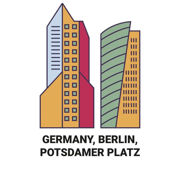 Tyskland Berlin Potsdamer Platz Resa Landmärke Linje Vektor Illustration — Stock vektor