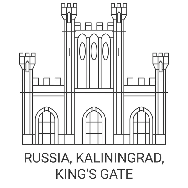 Russia Kaliningrad Kings Gate Travel Landmark Line Vector Illustration — Stock Vector