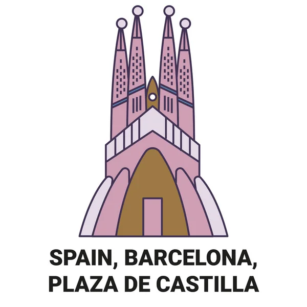 西班牙 巴塞罗那 Sagrada Familia旅行地标线矢量图解 — 图库矢量图片