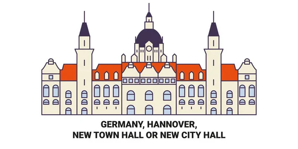 Germania Hannover New Town Hall New City Hall Viaggio Linea — Vettoriale Stock