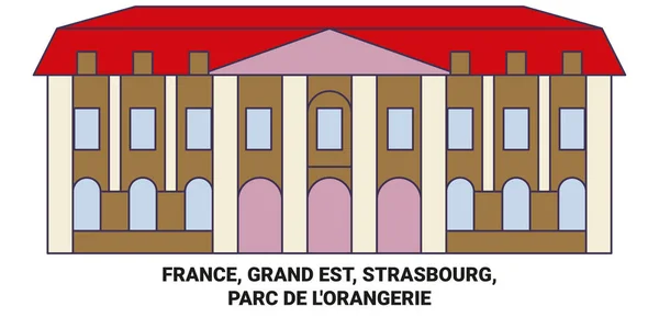 Francie Grand Est Štrasburk Parc Lorangerie Cestovní Památkové Linie Vektorové — Stockový vektor