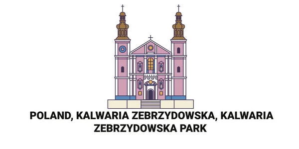 Polonia Kalwaria Zebrzydowska Parco Viaggi Punto Riferimento Linea Vettoriale Illustrazione — Vettoriale Stock