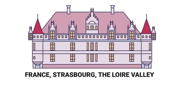 França Estrasburgo Vale Loire Viagem Marco Linha Vetor Ilustração —  Vetores de Stock
