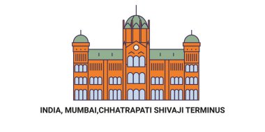 Hindistan, Mumbai, Chhatrapati Shivaji Terminus, seyahat çizgisi çizelgesi çizimi