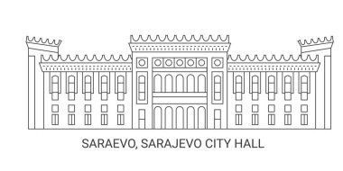 Bosna-Hersek, Saraybosna, Saraybosna Belediye Binası, tarihi sınır çizgisi illüstrasyonu