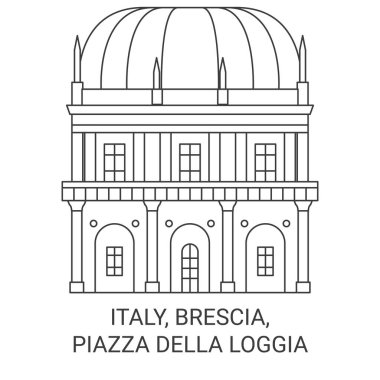 İtalya, Brescia, Piazza Della Loggia seyahat çizgisi çizimi