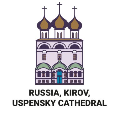 Rusya, Kirov, Uspensky Katedrali seyahat çizgisi çizgisi çizimi