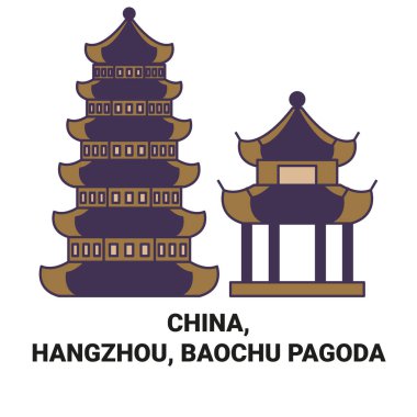Çin, Hangzhou, Baochu Pagoda seyahat çizgisi çizimi